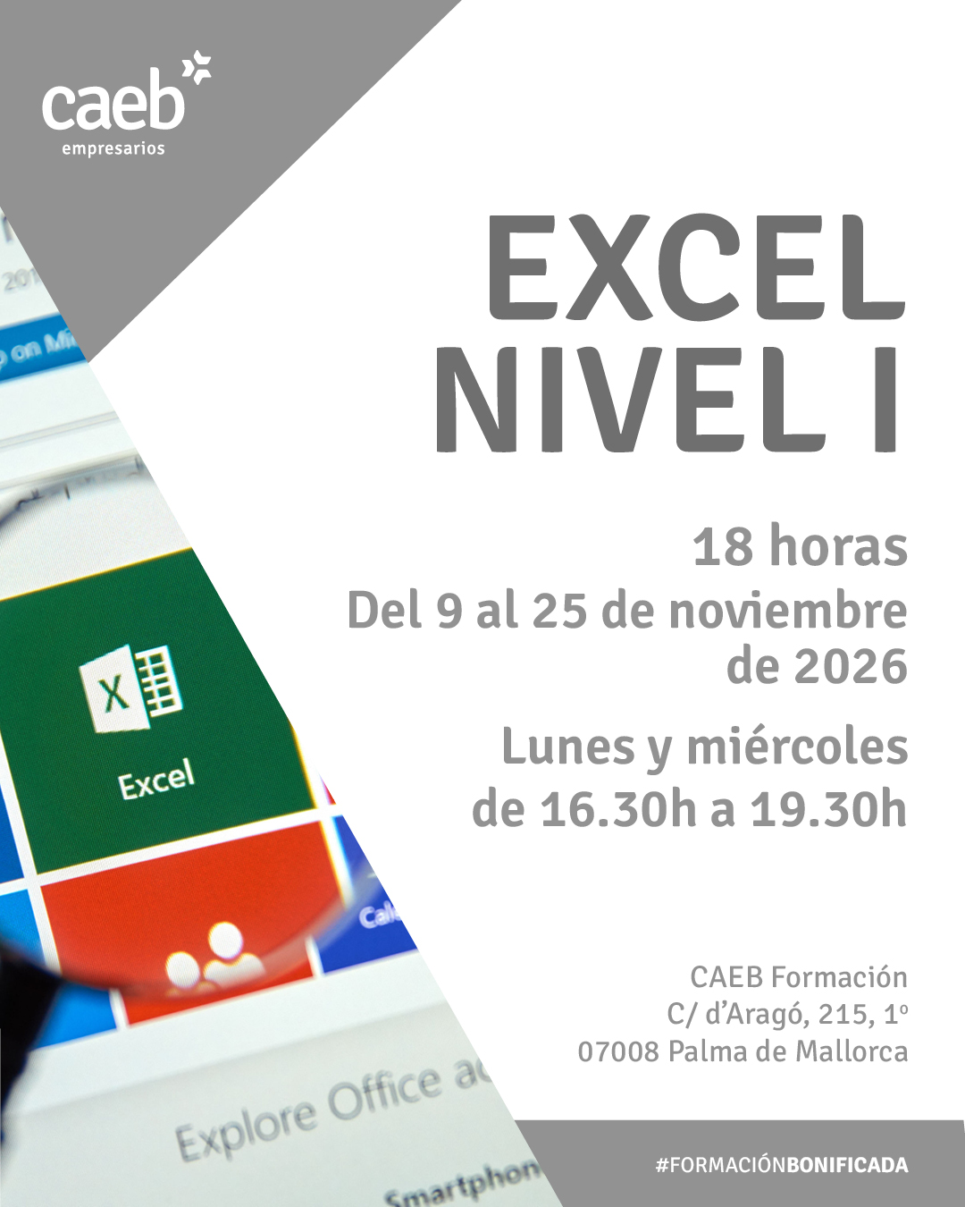 Excel Nivel I. Presencial. Bonificable
