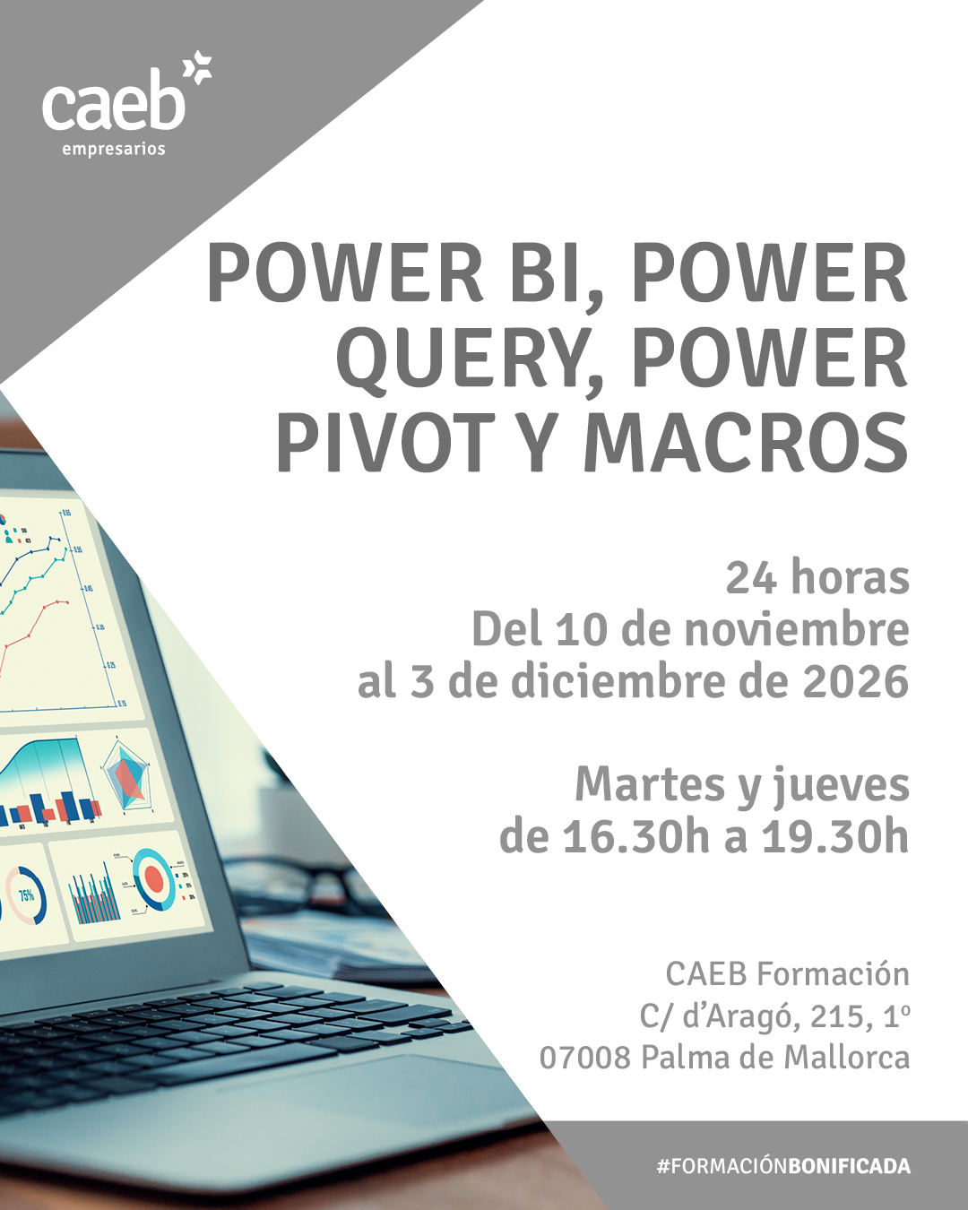 Power Bi, Power Query, Power Pivot y Macros. Presencial. Bonificable
